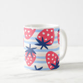 Strawberry Line Art: Sweet Seamless Muster Kaffeetasse (VorderseiteRechts)