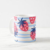 Strawberry Line Art: Sweet Seamless Muster Kaffeetasse (Vorderseite Links)