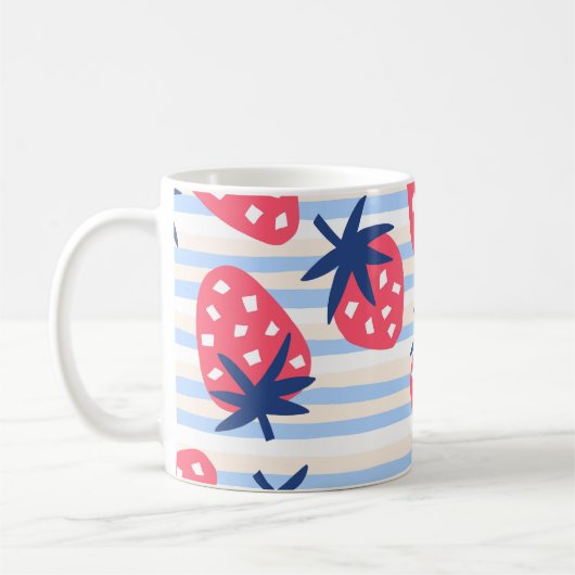 Strawberry Line Art: Sweet Seamless Muster Kaffeetasse (Links)