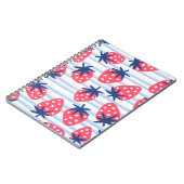 Strawberry Line Art: Sweet Seamless Muster Notizblock (Linke Seite)