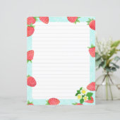 Strawberry Lined Blue Stationery Paper (Stehend Vorderseite)