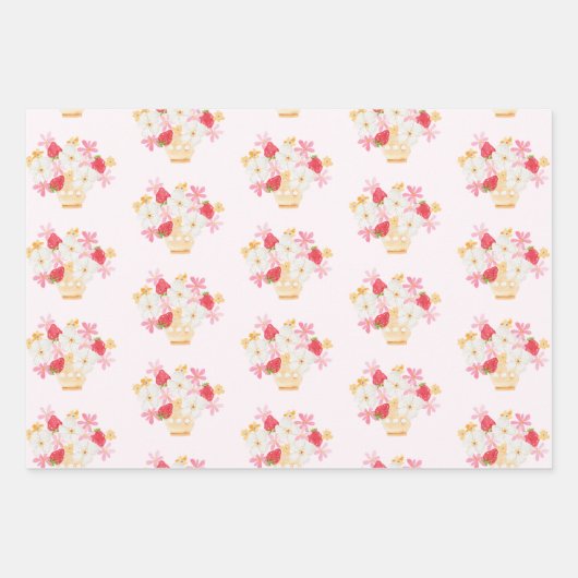 Strawberry Loally Grown Pink Whimsical Baby Shower Geschenkpapier Set (Vorderseite 2)