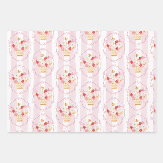 Strawberry Loally Grown Pink Whimsical Baby Shower Geschenkpapier Set (Vorderseite)