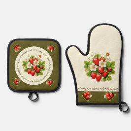 Strawberry Loden Green Bayarian Look Ofenhandschuh & Topflappen-Set