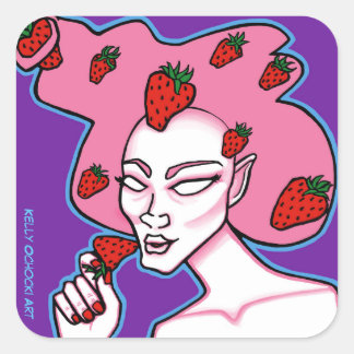 Strawberry Lover Quadratischer Aufkleber
