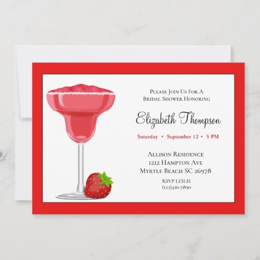 Strawberry Margarita Bridal Dusche Einladung (Vorderseite)
