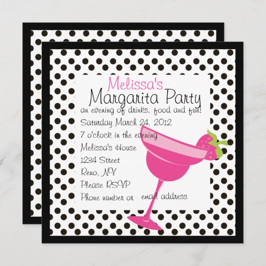 Strawberry Margarita Party Einladung (Vorne/Hinten)