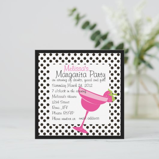 Strawberry Margarita Party Einladung (Stehend Vorderseite)