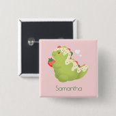 Strawberry Matcha Dinosaur Button (Vorne & Hinten)
