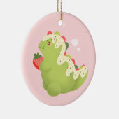 Strawberry Matcha Dinosaur Keramik Ornament (Rechts)