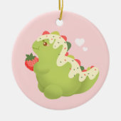 Strawberry Matcha Dinosaur Keramik Ornament (Vorne)