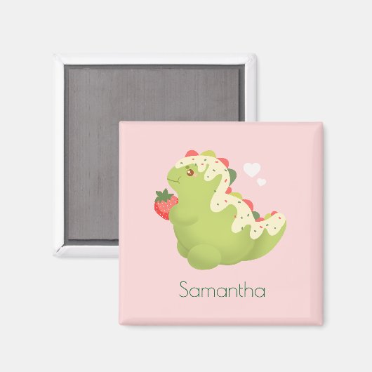 Strawberry Matcha Dinosaur  Magnet (Vorderseite/Rückseite)