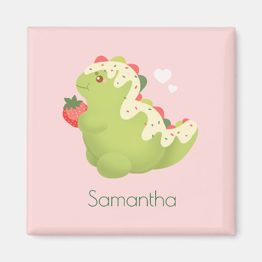 Strawberry Matcha Dinosaur Magnet (Vorne)