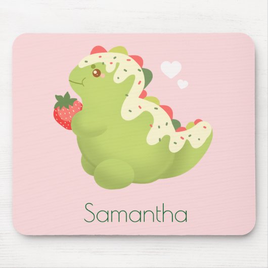 Strawberry Matcha Dinosaur  Mousepad (Vorne)