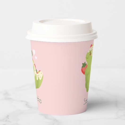 Strawberry Matcha Dinosaur  Pappbecher (Links)