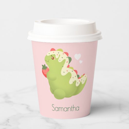 Strawberry Matcha Dinosaur  Pappbecher (Rückseite)