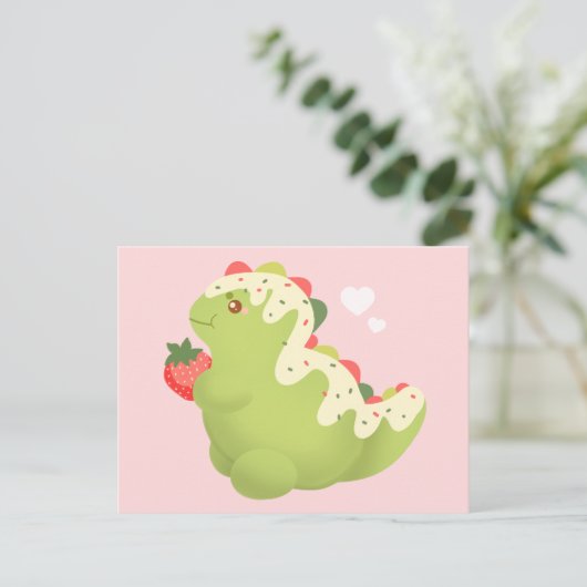 Strawberry Matcha Dinosaur  Postkarte (Stehend Vorderseite)