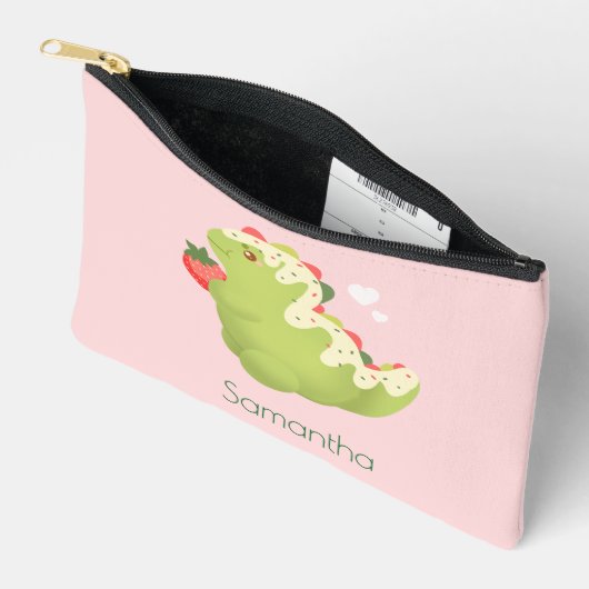 Strawberry Matcha Dinosaur Zubehörtasche (Offen)
