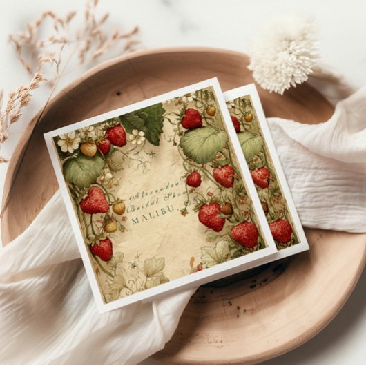 Strawberry Meadow Vintage Bridal Shower Serviette