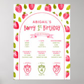 Strawberry Milestone Berry Erster Geburtstag Poster (Vorne)