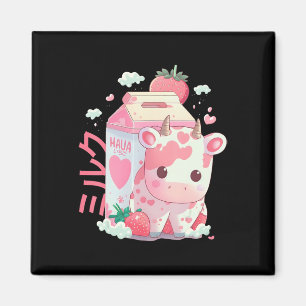 Strawberry Milk Milkshake Cow Carton Niedlich Kawa Magnet