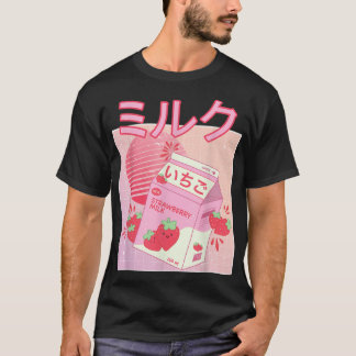 Strawberry Milk Shake Carton Funny Retro 90er Japa T-Shirt