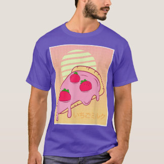 Strawberry Milk Shake Pizza Retro 90er Vaporwave T-Shirt