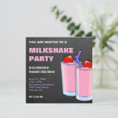 Strawberry Milkshake Babydusche Einladung (Stehend Vorderseite)