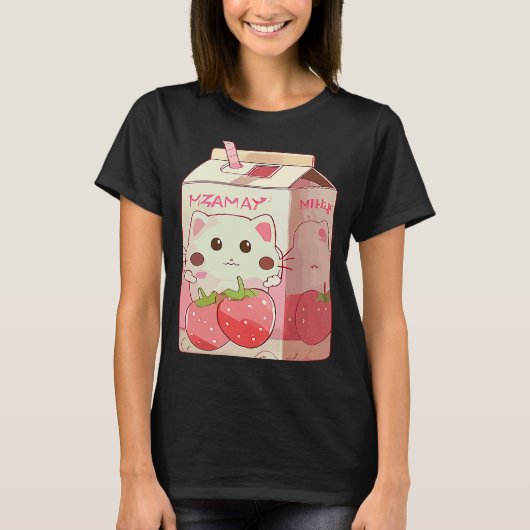 Strawberry Milkshake Cat 2 T-Shirt (Vorderseite)