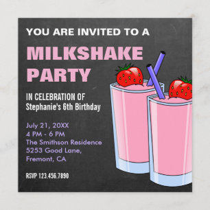 Strawberry Milkshake Chalkboard Geburtstagsparty Einladung