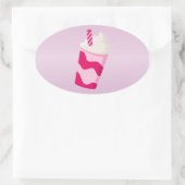 Strawberry Milkshake Ovaler Aufkleber (Tasche)