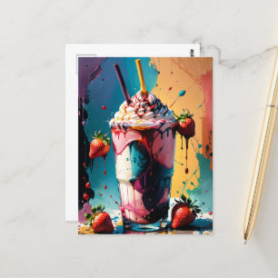 Strawberry Milkshake Postcard Postkarte