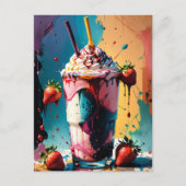 Strawberry Milkshake Postcard Postkarte (Vorderseite)