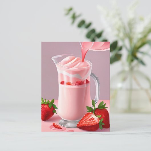 Strawberry Milkshake, Postcross Postcard Postkarte (Stehend Vorderseite)