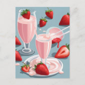 Strawberry Milkshake, Postcross Postcard Postkarte (Vorderseite)