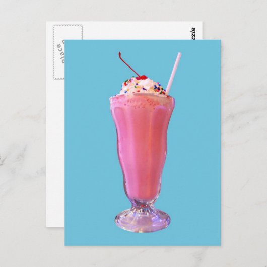 Strawberry Milkshake Postkarte (Vorne/Hinten)