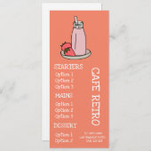 Strawberry Milkshake Retro-Café Menükarte (Vorne/Hinten)