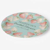 Strawberry Mint Green Garden Brautparty Pappteller (Schrägansicht)