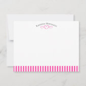 Strawberry Modern Open Hearts Striped Note Card Mitteilungskarte (Vorderseite)