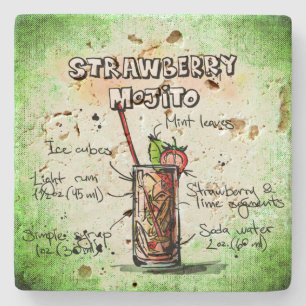 Strawberry Mojito Drink Rezept Steinuntersetzer