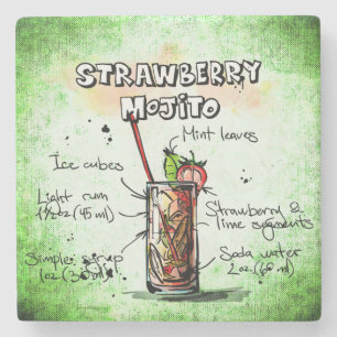 Strawberry Mojito Drink Rezept Steinuntersetzer