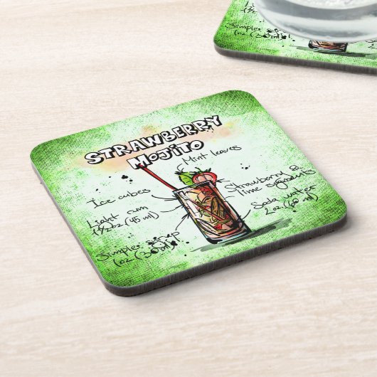 Strawberry Mojito Drink Rezept Untersetzer (Linke Seite)