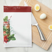 Strawberry Mojito Rot und Weiß Geschirrtuch (Viertel Falte)