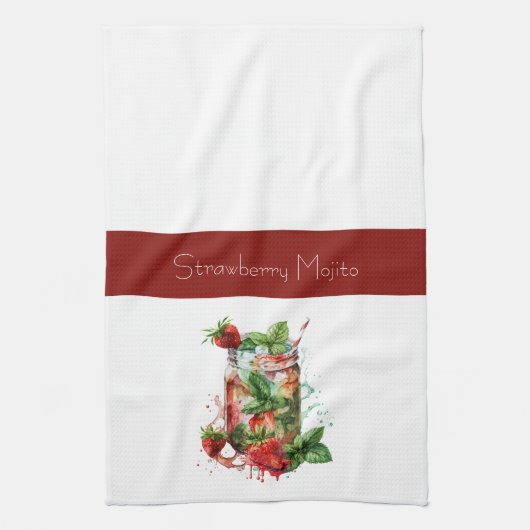 Strawberry Mojito Rot und Weiß Geschirrtuch (Vertikal)
