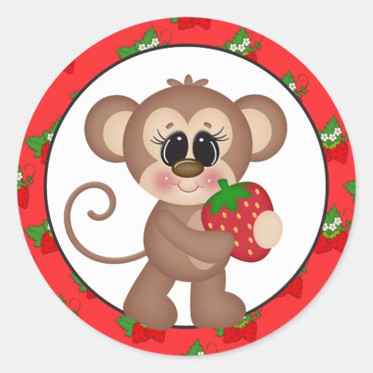 Strawberry Monkey Cartoon lustiger Aufkleber (Vorderseite)