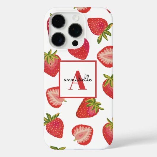 Strawberry Monogram Case-Mate iPhone Hülle (Rückseite)