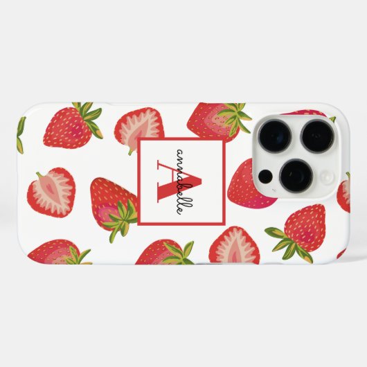 Strawberry Monogram Case-Mate iPhone Hülle (Rückseite (Horizontal))