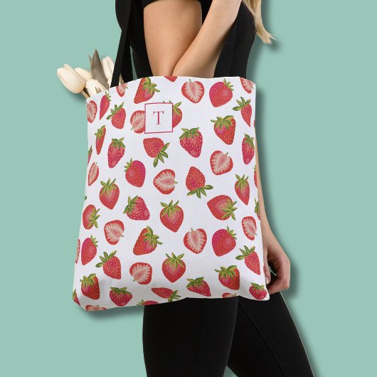 Strawberry Monogram Muster Tote Bag Tasche