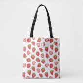 Strawberry Monogram Muster Tote Bag Tasche (Vorderseite)
