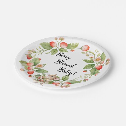 Strawberry Mouse Baby Duwer-Party-Teller Pappteller (Schrägansicht)